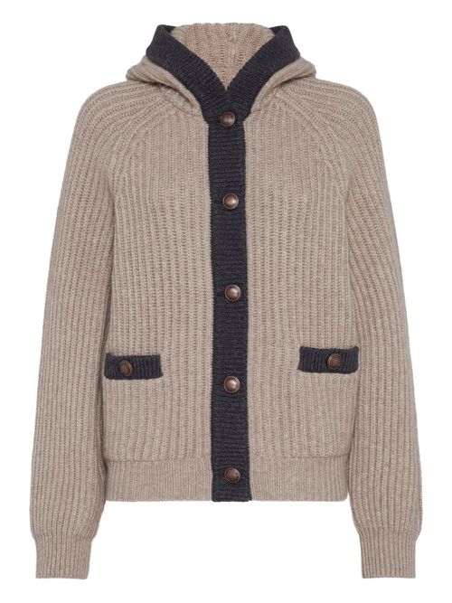 Cashmere feather-yarn cardigan - Neutrals