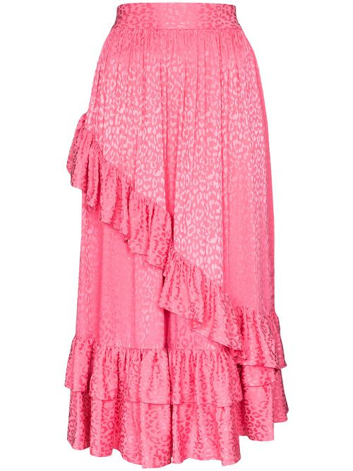 Diagonal ruffle midi skirt - Pink