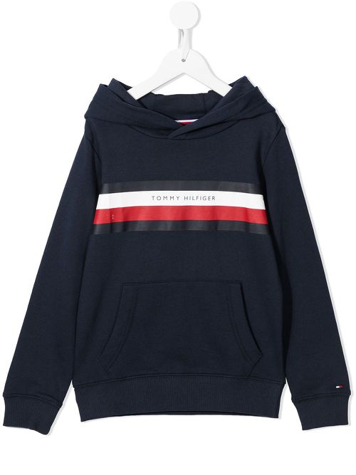 Logo-print cotton hoodie - Blue