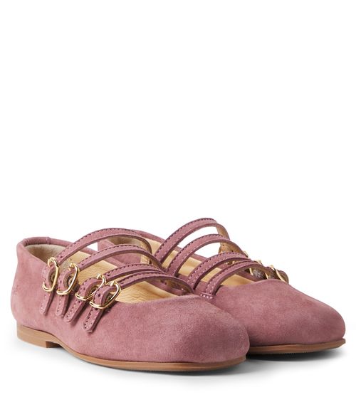 Chloé Kids Suede Mary Jane flats