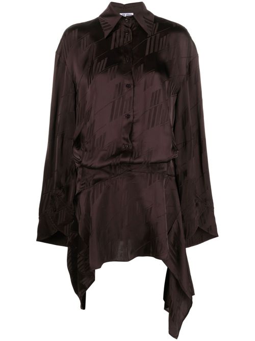 Mischa logo-jacquard asymmetric shirtdress - Brown