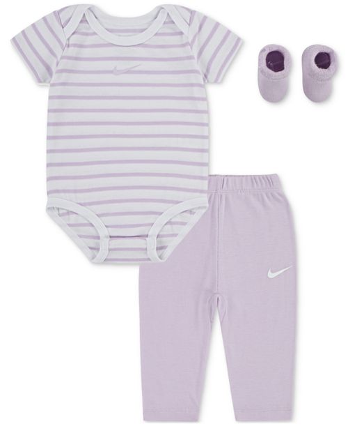 Baby Boy or Girl Bodysuit, Pants & Terry Socks, 3 Piece Gift Set - Lt/pas Pur