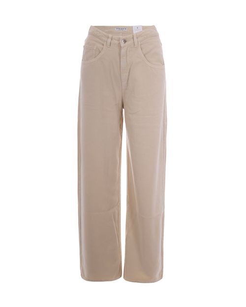 Beige Relaxed Mid Rise Jeans