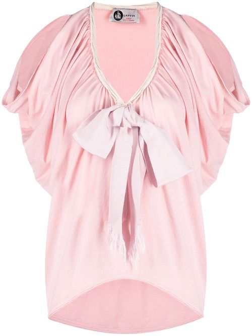 2000s bow detail ruched blouse - Pink