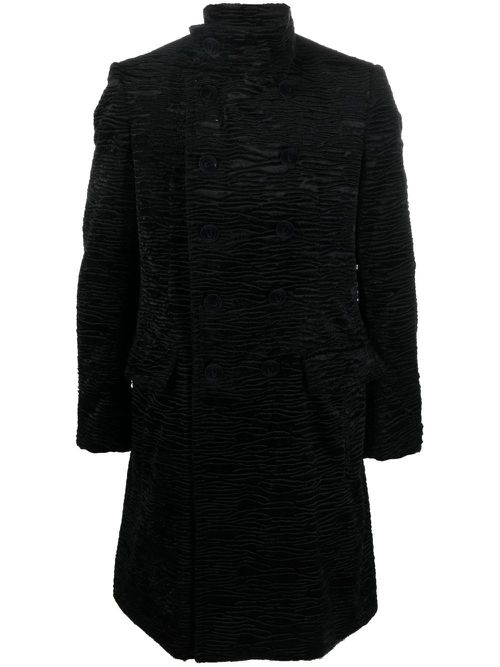 Double-breasted cloqué coat - Black