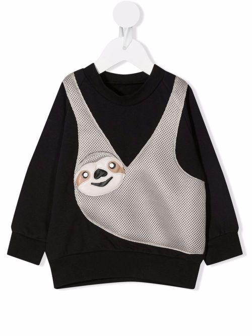 Sloth-appliquéd jersey sweatshirt - Black