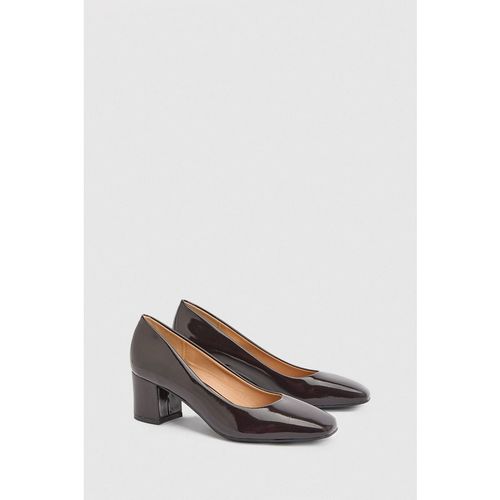 Good For The Sole Womens Bonita Faux Patent Leather Medium Block Heel Court Shoes - Brown
