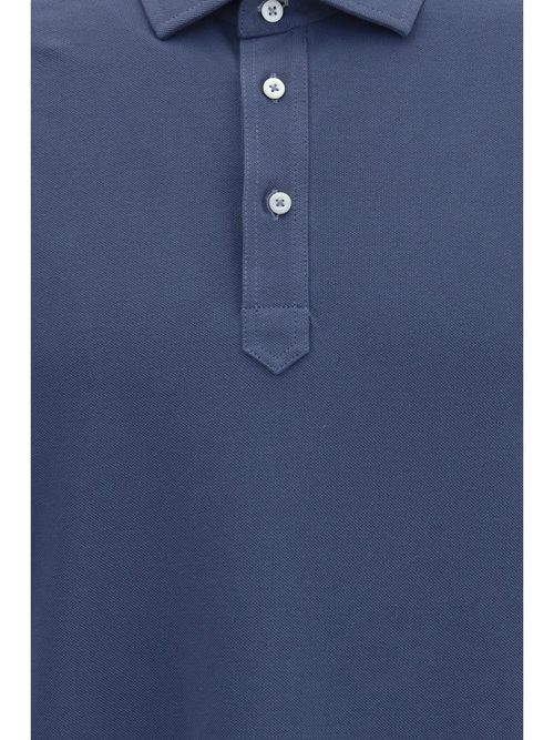 Cotton Short-Sleeve Polo — Blue