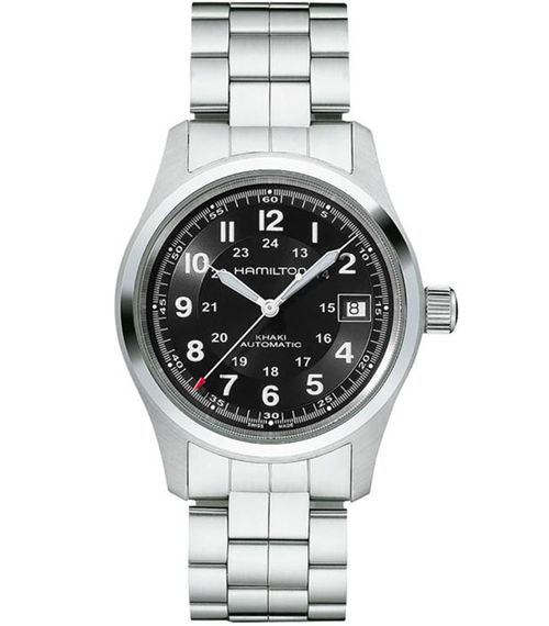 Khaki Field Auto Black Dial Stainless Steel Watch, 38mm