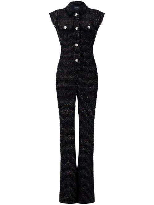 Metallic-threading bouclé jumpsuit - Black