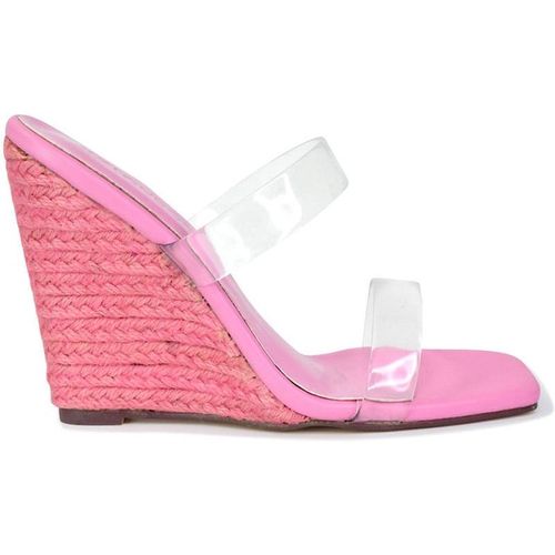 XY London Women's 'Shea' Perspex Strappy Espadrilles Wedge Heel Sandals in Pink