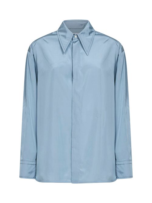 Viscose-Silk Blend Shirt — Blue