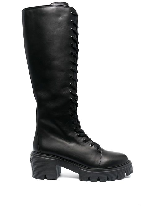 70mm calf-length lace-up boots - Black