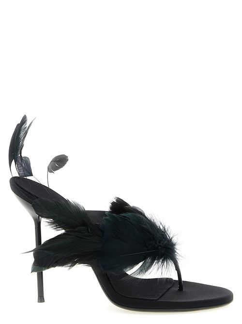 Lidia Feather Thong Sandals Black