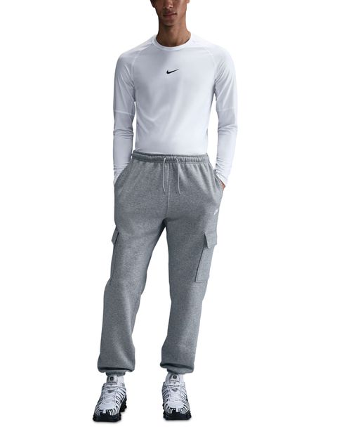 Men's Club Fleece Cargo Pants - Dk Grey Heather/lt Smoke Grey/white