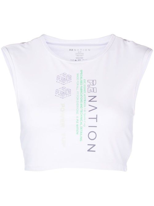 Logo-print cropped vest top - White