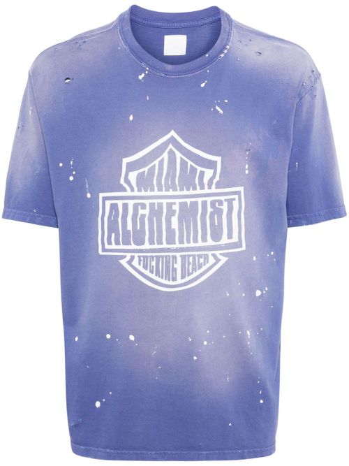 Hugh splatter-detail T-shirt - Blue