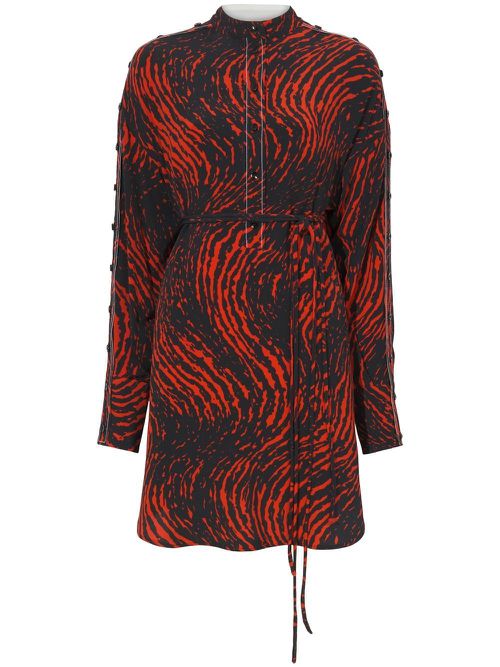 Leopard-print crepe de Chine shirtdress - Black