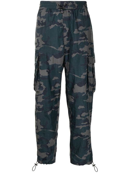 Camouflage-print cargo trousers - Blue
