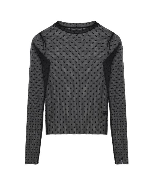 NICOLE LABEL SEE-THROUGH DOTS TOPS_BLACK