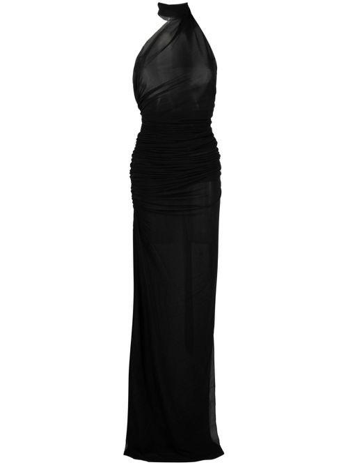 Asymmetric halterneck maxi dress - Black
