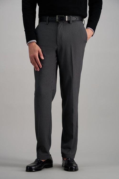 Haggar Cool Right Performance Flex Pants, Flat Front in Dark Grey