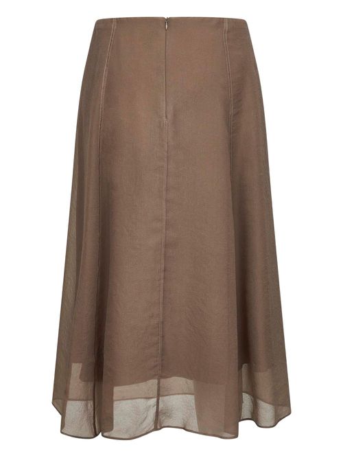 Stitching-detail A-line midi skirt - Brown