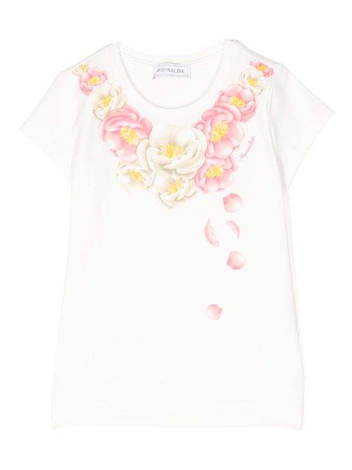 Floral-print short-sleeve T-shirt - White