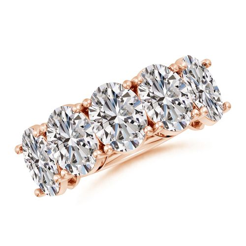 Angara 7.5 Carats Oval Diamond Five Stone Classic Anniversary Ring in 14K Rose Gold