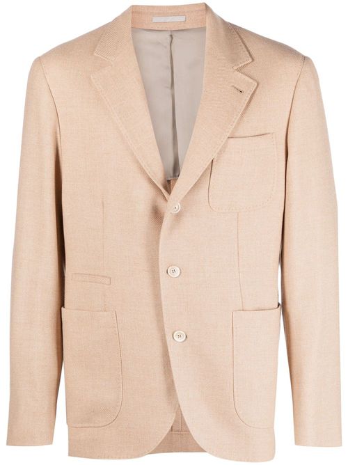 Notched-lapel single-breasted blazer - Neutrals