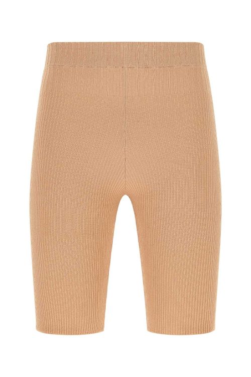 Stretch Viscose Blend Leggings — Beige
