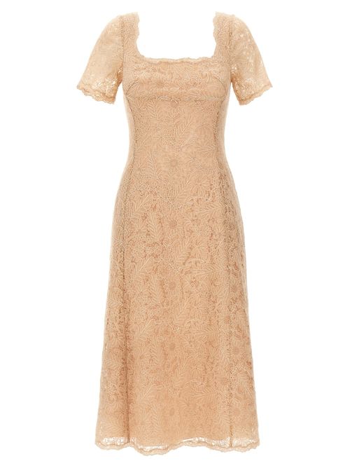 Floral Lace Dress — Beige