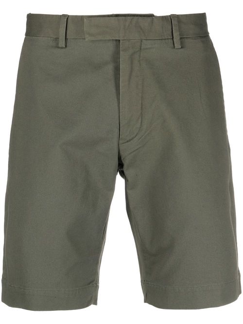 Off-centre fastening chino shorts - Green