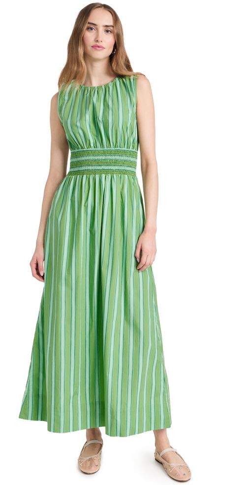 Cira Maxi Dress Akaia Stripe- Green XS
