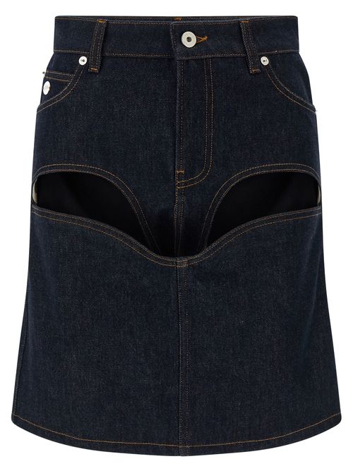 Cut-Out Denim Skirt — Navy
