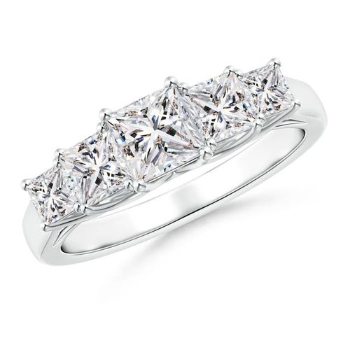Angara 0.52 Carat Graduated Princess-Cut Trellis Diamond Five Stone Ring in Platinum