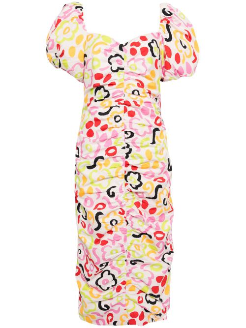 Tessa ruched cotton dress - White