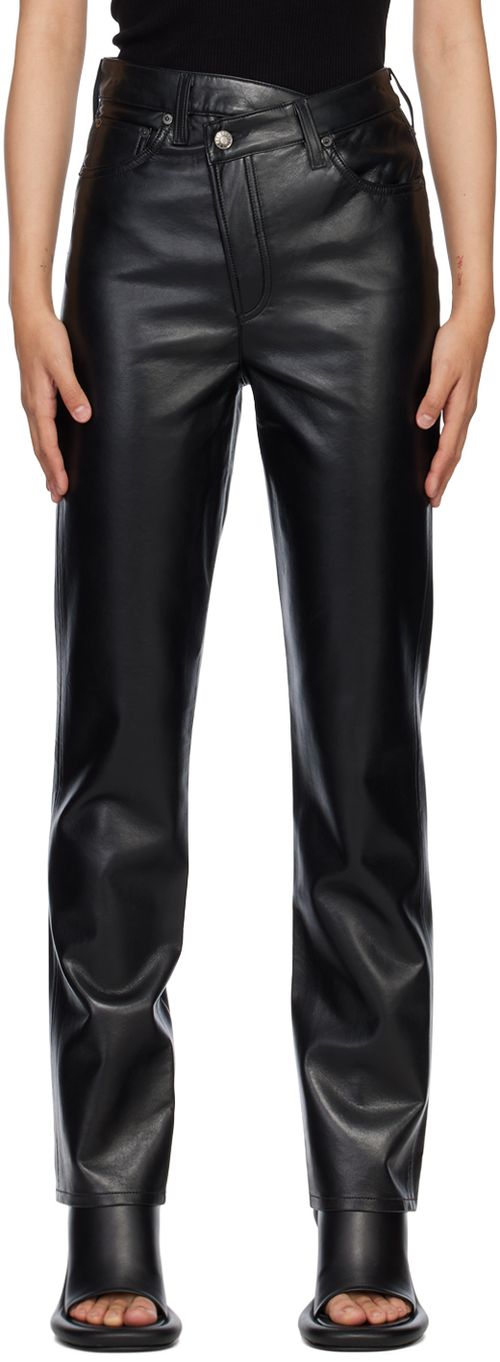 Black cross leather trousers