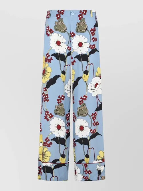 Marni - viscose trousers wide leg floral print button