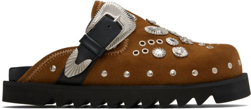 SSENSE Exclusive Khaki Eyelet Metal Sabot Loafers