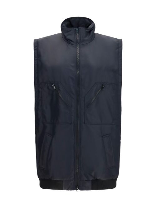 Zip-Pocket Nylon Vest — Black