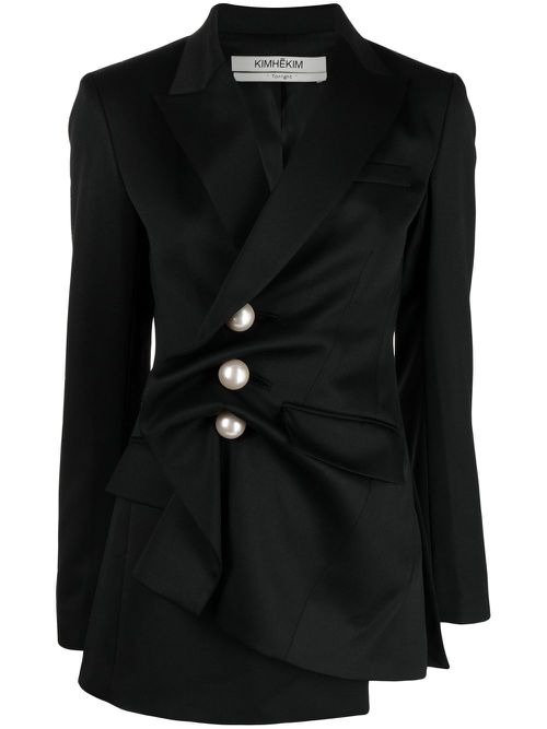 Asymmetric single-breasted blazer - Black