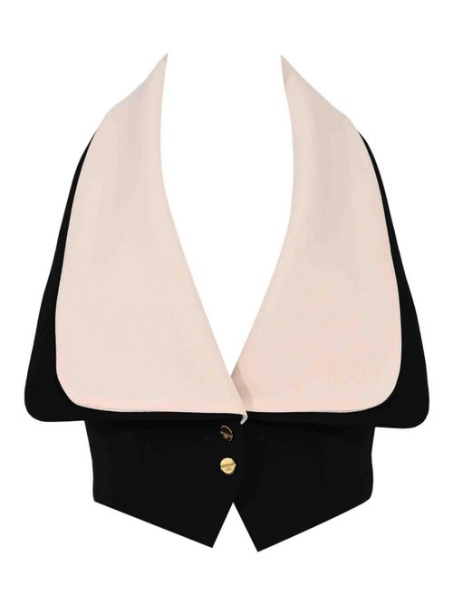 Two-tone crepe waistcoat with maxi lapels