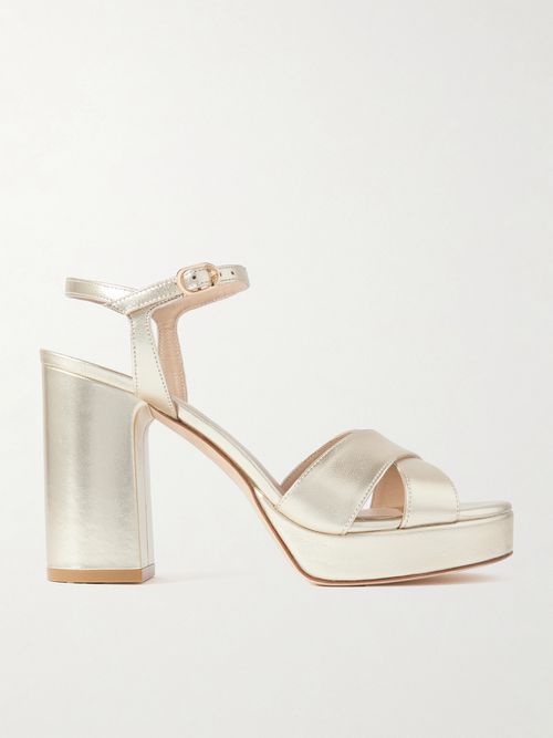 Dayna Metallic Leather Platform Sandals - Gold