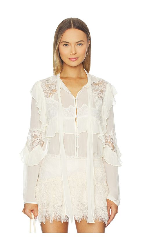 LoveShackFancy Farah Top in Ivory. XL also in L, M, S