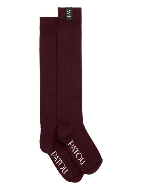 Ribbed knee-high socks - Red