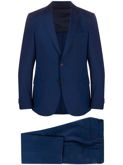 Blue Virgin wool single-breasted two-piece suit