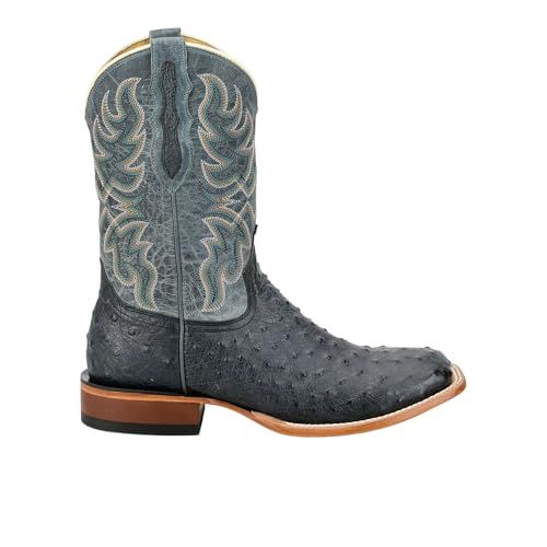 Tony Lama Mens Blaine 11 Inch Ostrich Square Toe Casual Boots Mid Calf - Grey