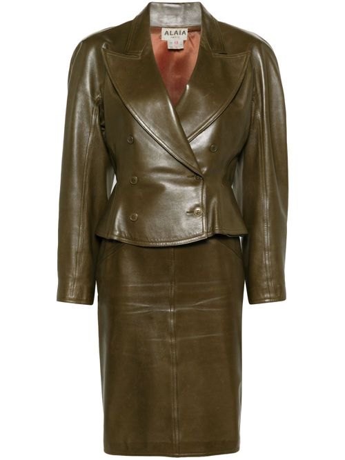 Peplum leather suit - Green