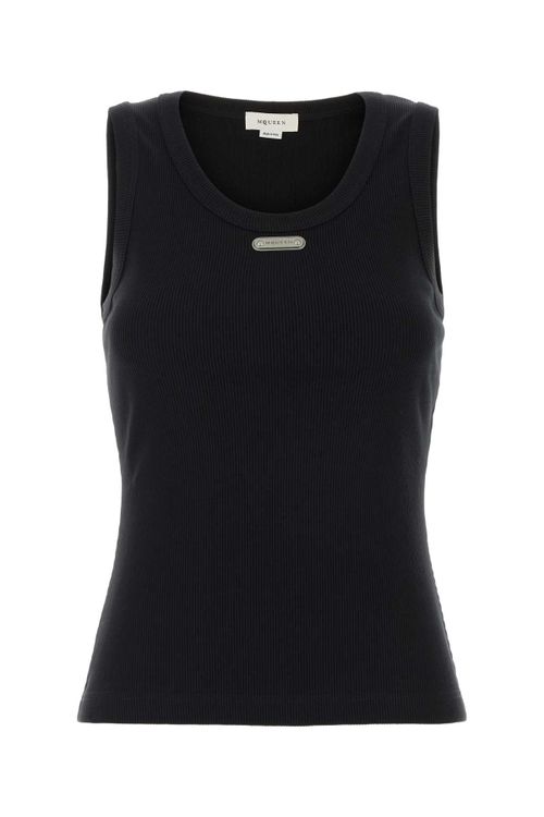 Stretch Cotton Tank Top — Black